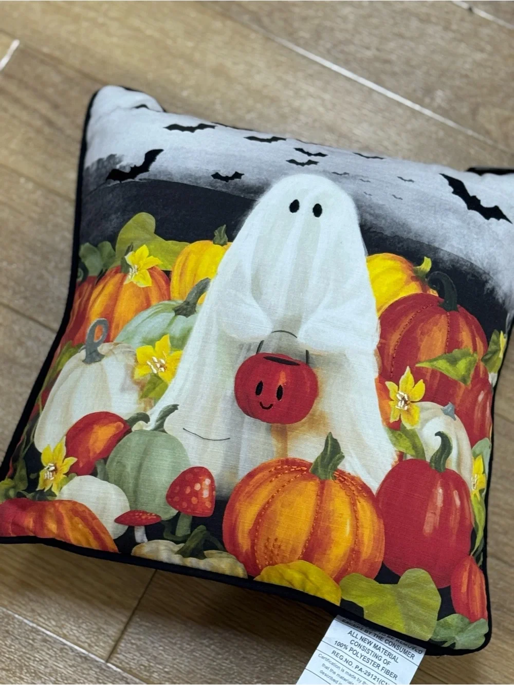 Halloween Ghost & Pumpkins Decorative Throw Pillow